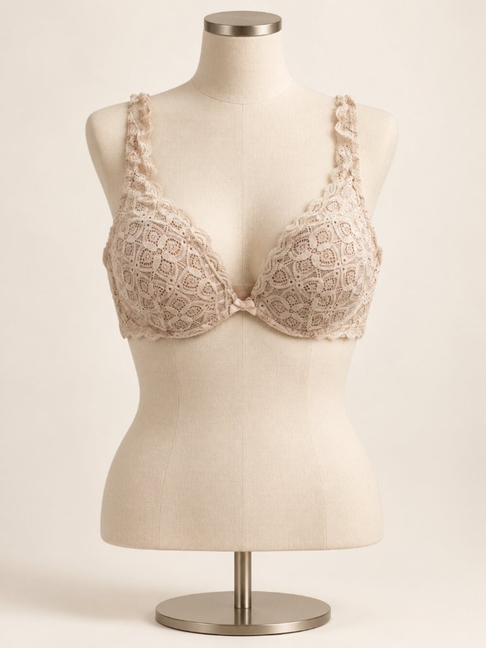Intimissimi Blush Floral Lace Plunge Underwire Bra 36B